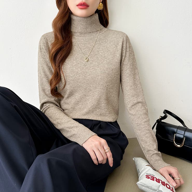 9色展開カラーニット タートルネック ニット | COCOMOMO | 詳細画像40 