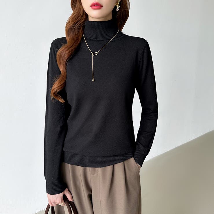 9色展開カラーニット タートルネック ニット | COCOMOMO | 詳細画像41 