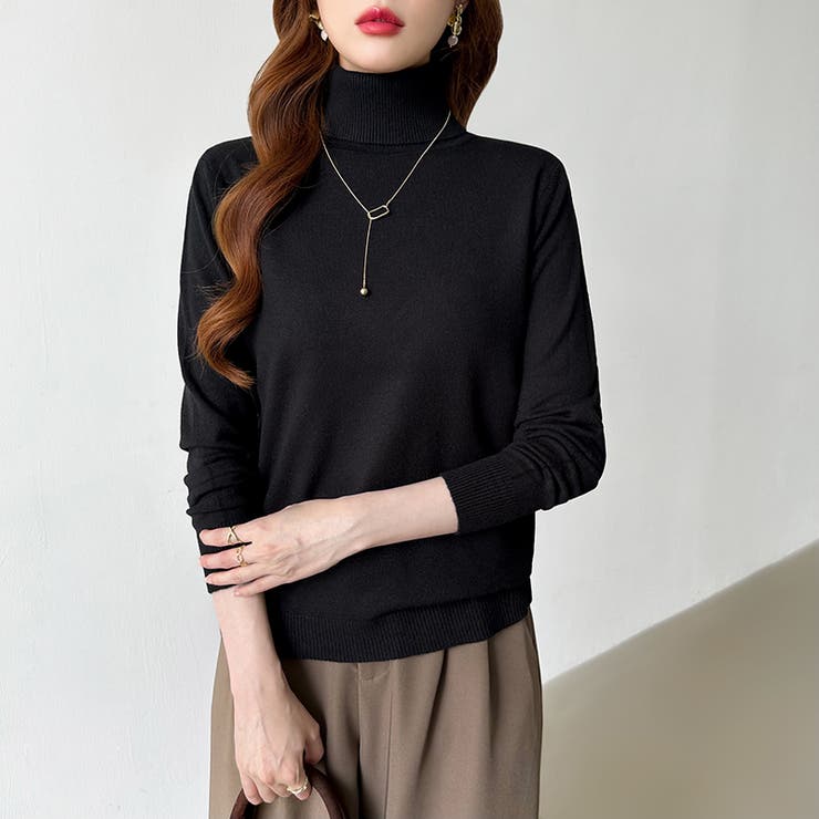 9色展開カラーニット タートルネック ニット | COCOMOMO | 詳細画像42 