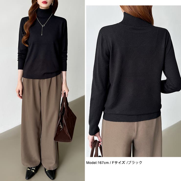 9色展開カラーニット タートルネック ニット | COCOMOMO | 詳細画像44 