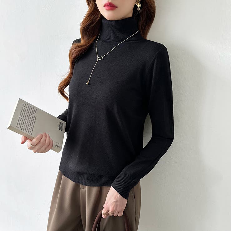 9色展開カラーニット タートルネック ニット | COCOMOMO | 詳細画像45 