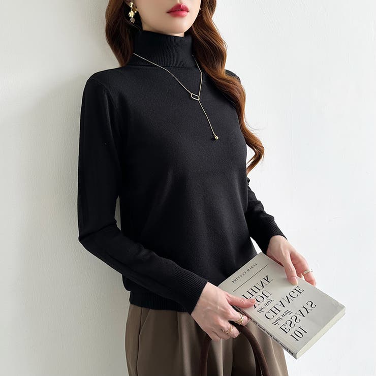 9色展開カラーニット タートルネック ニット | COCOMOMO | 詳細画像46 