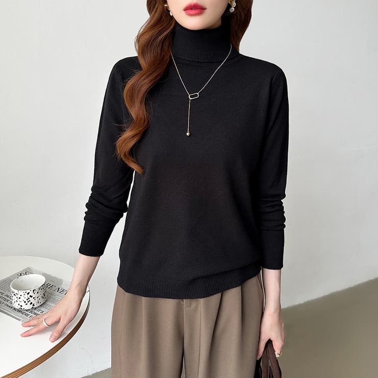 9色展開カラーニット タートルネック ニット | COCOMOMO | 詳細画像47 