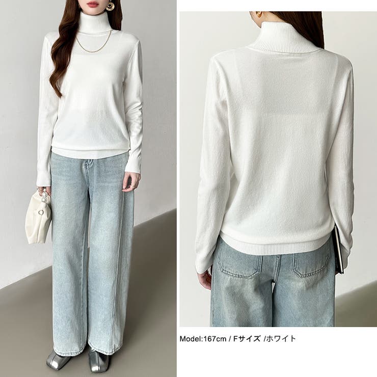 9色展開カラーニット タートルネック ニット | COCOMOMO | 詳細画像4 