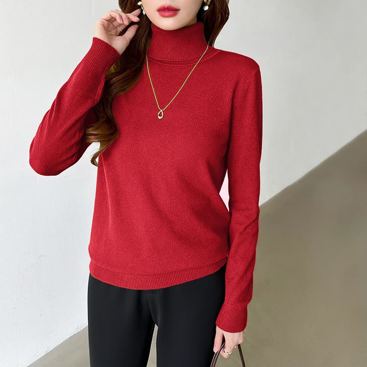 9色展開カラーニット タートルネック ニット | COCOMOMO | 詳細画像49 