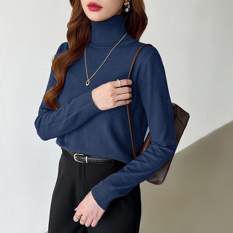 9色展開カラーニット タートルネック ニット | COCOMOMO | 詳細画像51 