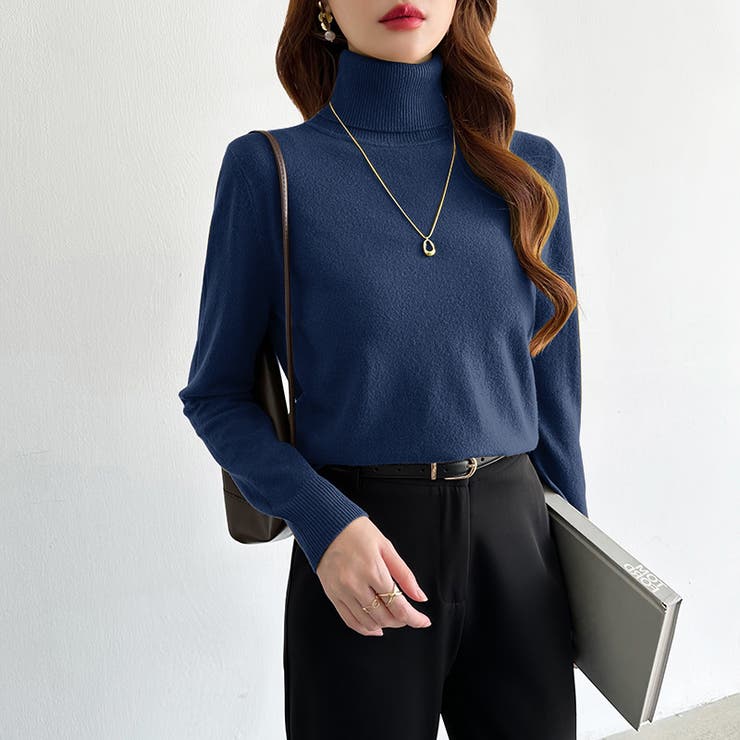 9色展開カラーニット タートルネック ニット | COCOMOMO | 詳細画像52 