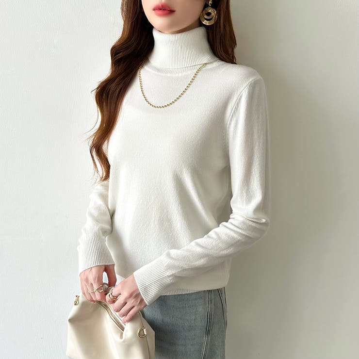 9色展開カラーニット タートルネック ニット | COCOMOMO | 詳細画像5 