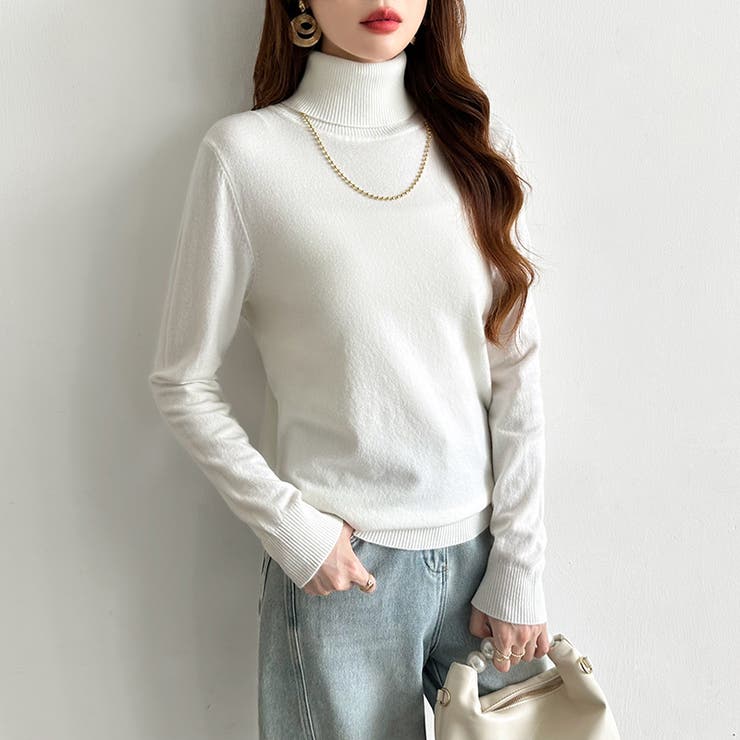 9色展開カラーニット タートルネック ニット | COCOMOMO | 詳細画像6 