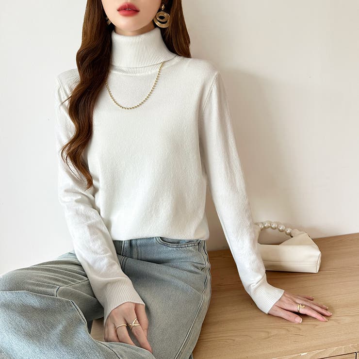 9色展開カラーニット タートルネック ニット | COCOMOMO | 詳細画像7 