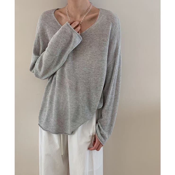 大人のゆるカジルーズニット シアーニット Vネック | COCOMOMO | 詳細画像15 