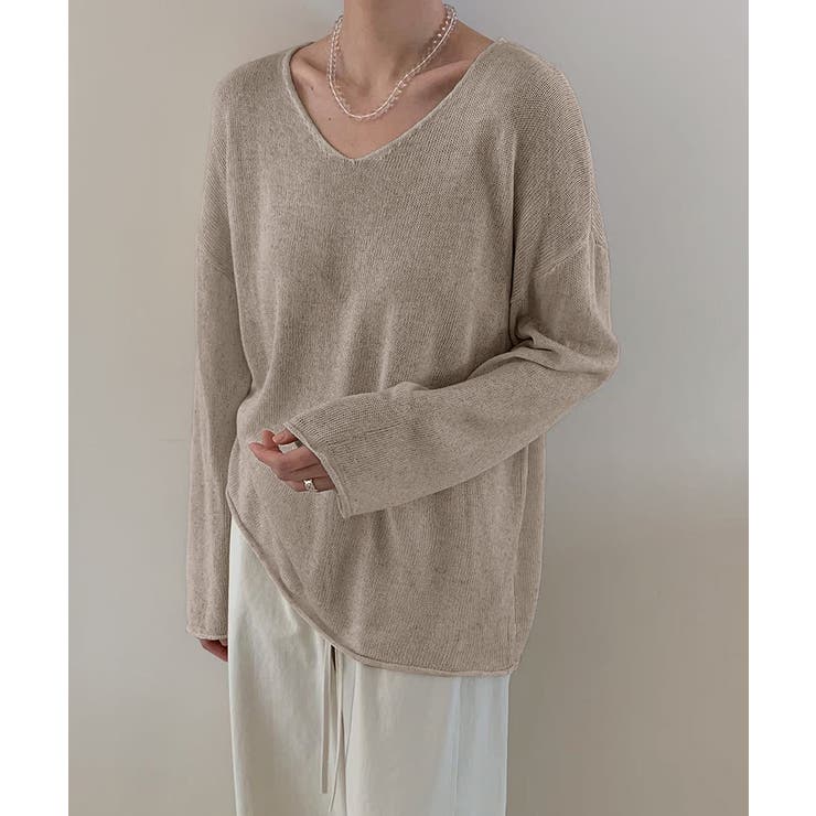 大人のゆるカジルーズニット シアーニット Vネック | COCOMOMO | 詳細画像17 