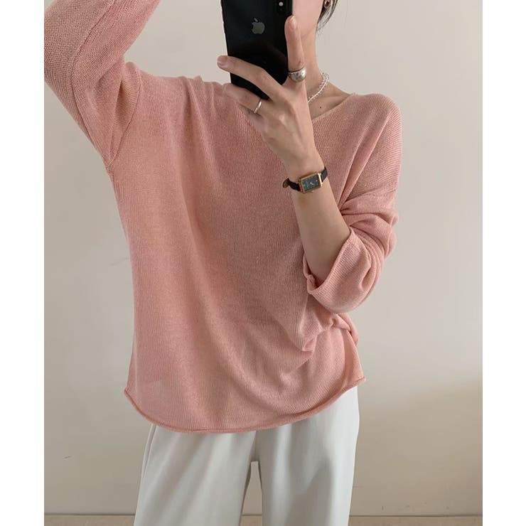 大人のゆるカジルーズニット シアーニット Vネック | COCOMOMO | 詳細画像1 