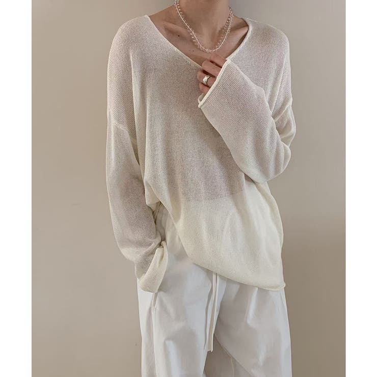 大人のゆるカジルーズニット シアーニット Vネック | COCOMOMO | 詳細画像22 