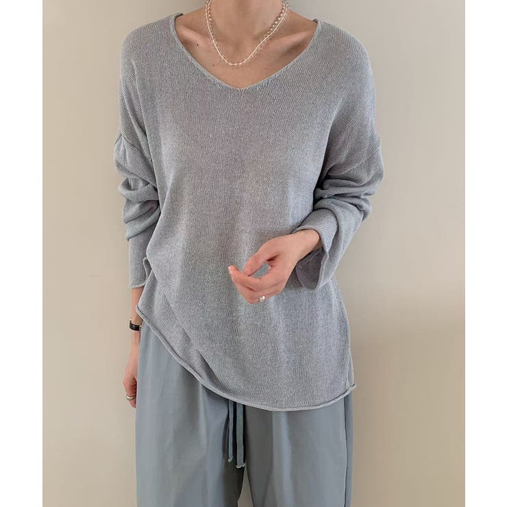 大人のゆるカジルーズニット シアーニット Vネック | COCOMOMO | 詳細画像23 