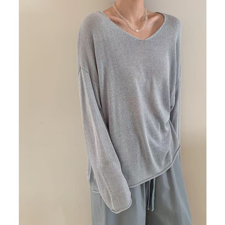 大人のゆるカジルーズニット シアーニット Vネック | COCOMOMO | 詳細画像25 