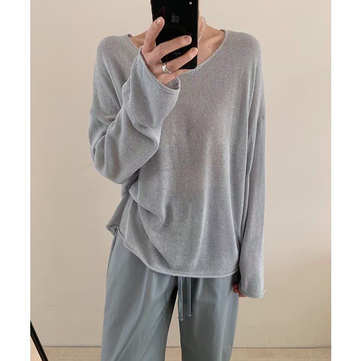 大人のゆるカジルーズニット シアーニット Vネック | COCOMOMO | 詳細画像26 