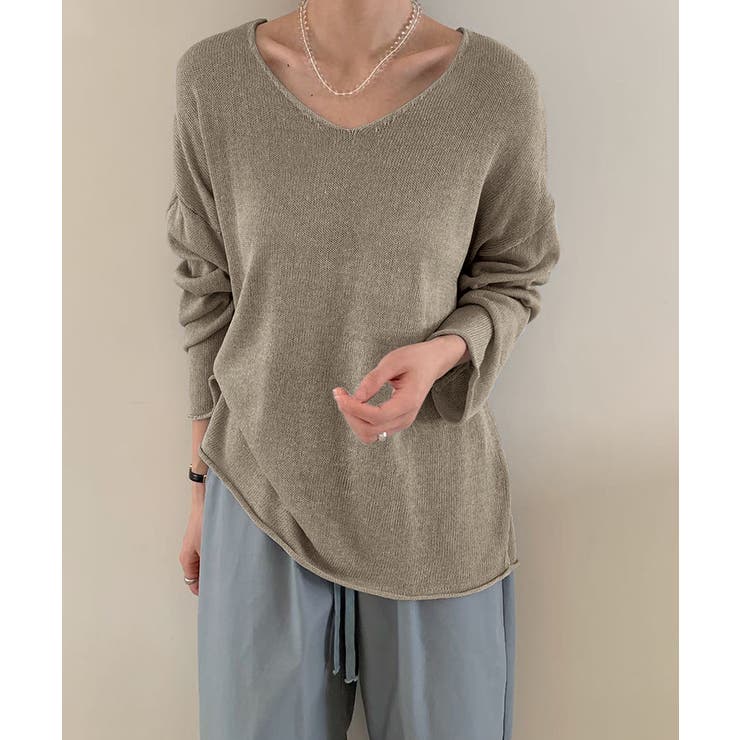 大人のゆるカジルーズニット シアーニット Vネック | COCOMOMO | 詳細画像29 