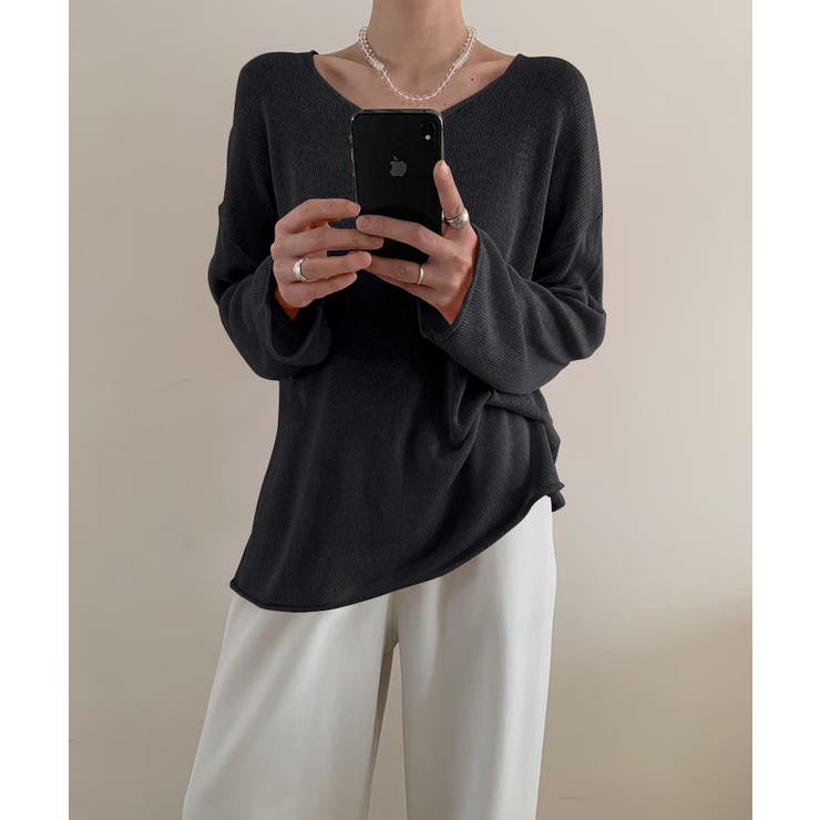 大人のゆるカジルーズニット シアーニット Vネック | COCOMOMO | 詳細画像30 