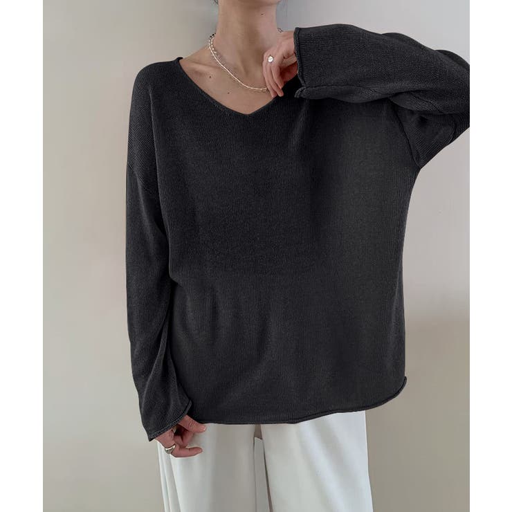 大人のゆるカジルーズニット シアーニット Vネック | COCOMOMO | 詳細画像31 