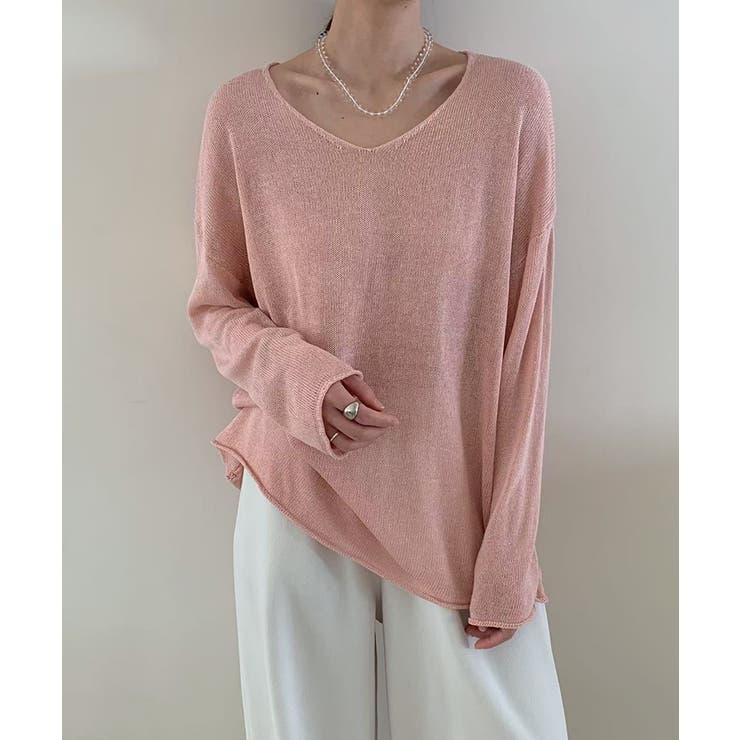 大人のゆるカジルーズニット シアーニット Vネック | COCOMOMO | 詳細画像4 