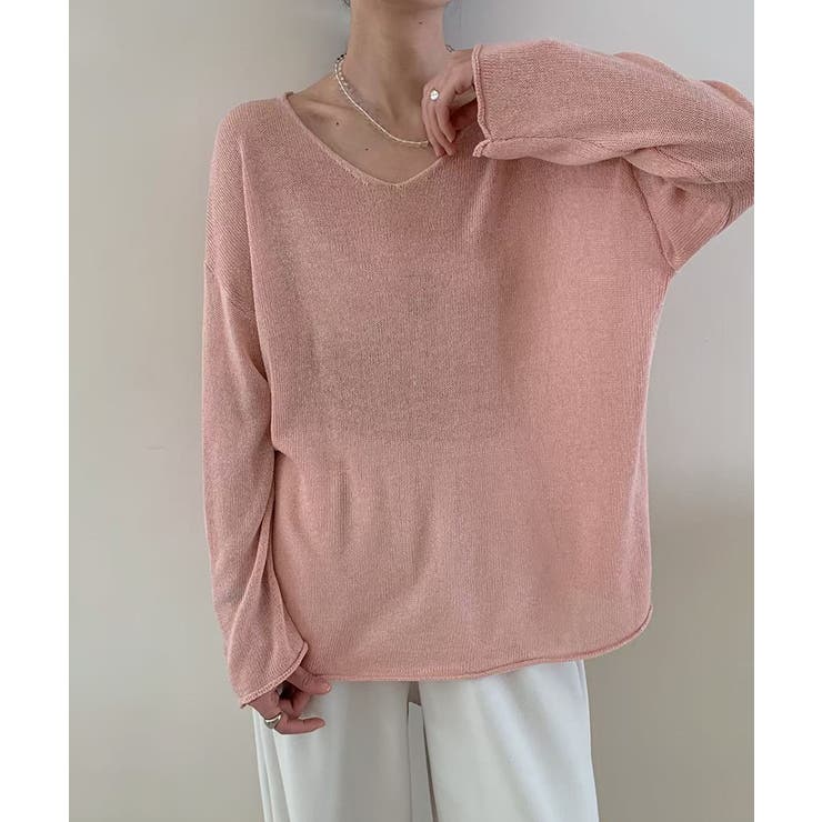 大人のゆるカジルーズニット シアーニット Vネック | COCOMOMO | 詳細画像5 