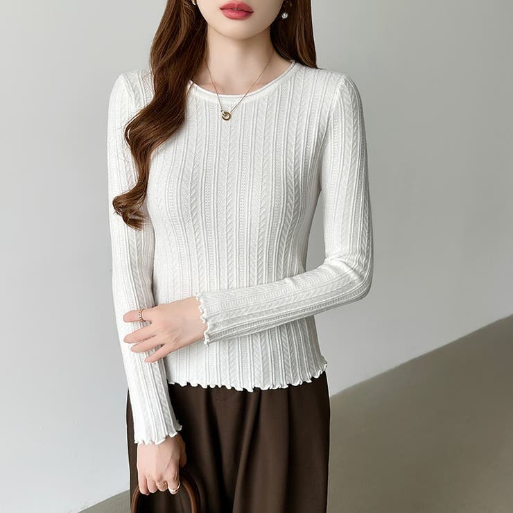 豊富な7色展開！メロウフリルクルーネックニット ニット クルーネック | COCOMOMO | 詳細画像2 