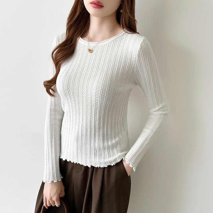 豊富な7色展開！メロウフリルクルーネックニット ニット クルーネック | COCOMOMO | 詳細画像3 