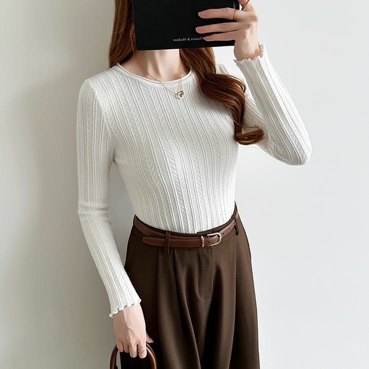 豊富な7色展開！メロウフリルクルーネックニット ニット クルーネック | COCOMOMO | 詳細画像4 