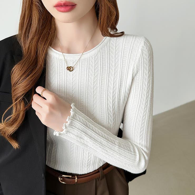 豊富な7色展開！メロウフリルクルーネックニット ニット クルーネック | COCOMOMO | 詳細画像6 