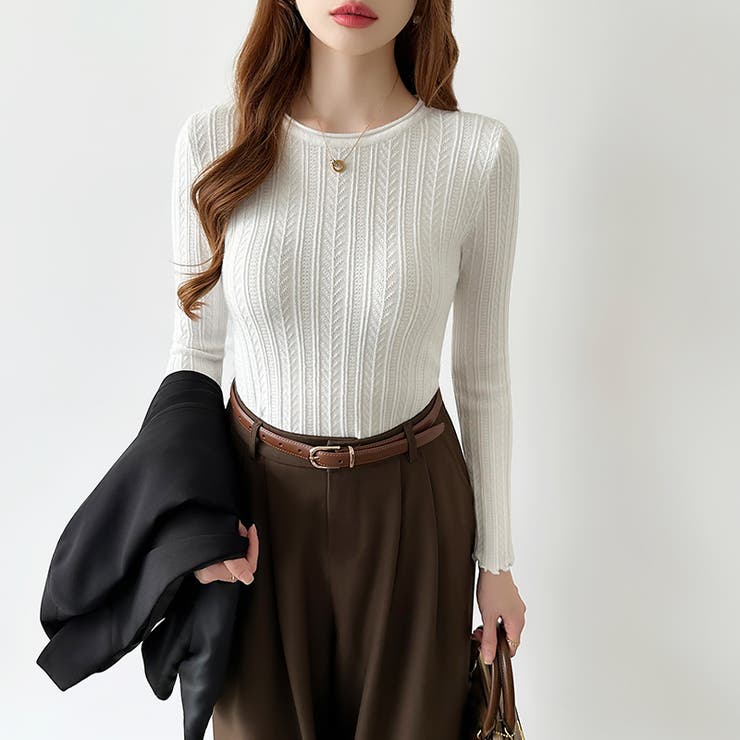 豊富な7色展開！メロウフリルクルーネックニット ニット クルーネック | COCOMOMO | 詳細画像8 