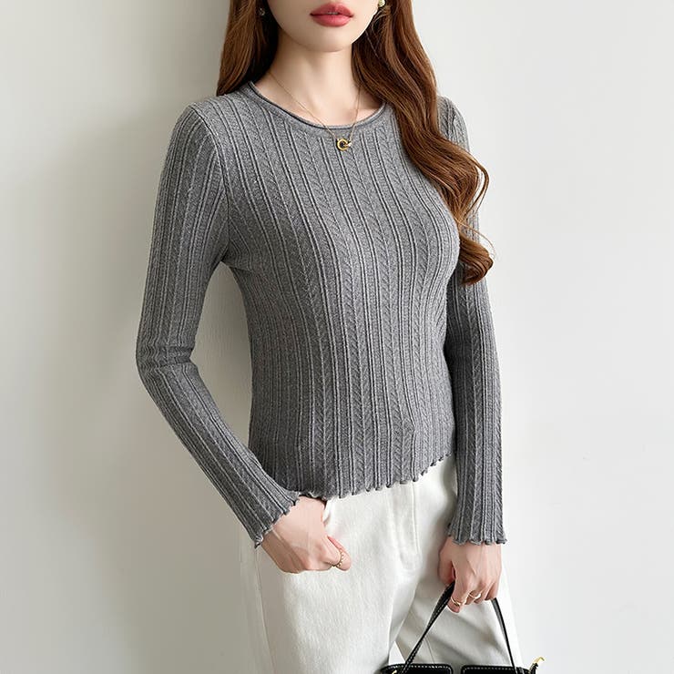 豊富な7色展開！メロウフリルクルーネックニット ニット クルーネック | COCOMOMO | 詳細画像19 