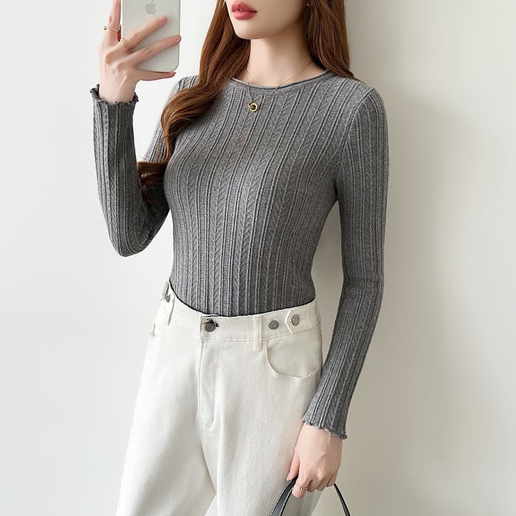 豊富な7色展開！メロウフリルクルーネックニット ニット クルーネック | COCOMOMO | 詳細画像20 