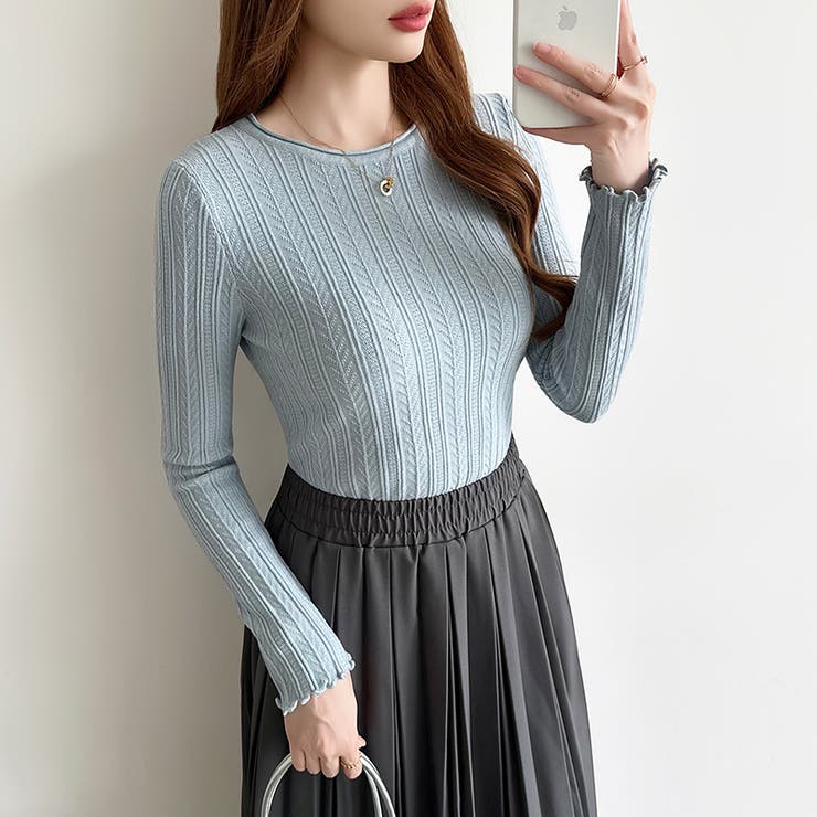 豊富な7色展開！メロウフリルクルーネックニット ニット クルーネック | COCOMOMO | 詳細画像28 