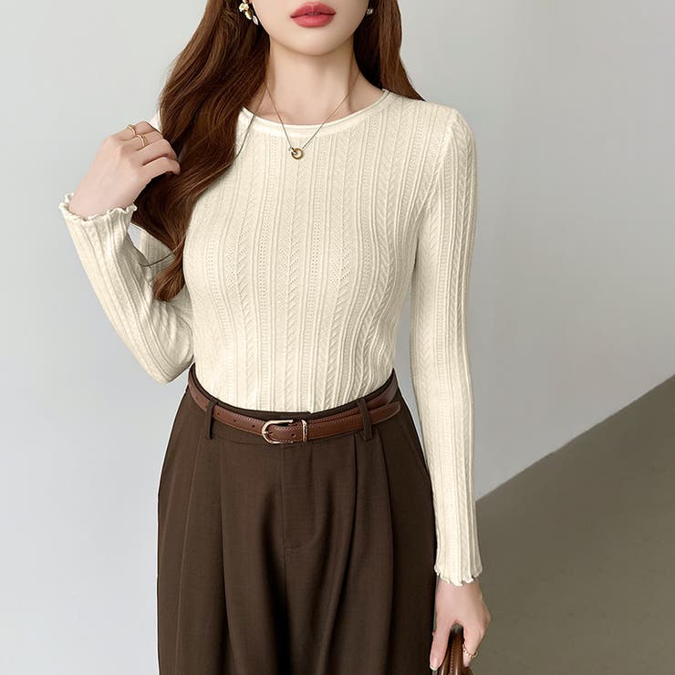 豊富な7色展開！メロウフリルクルーネックニット ニット クルーネック | COCOMOMO | 詳細画像36 