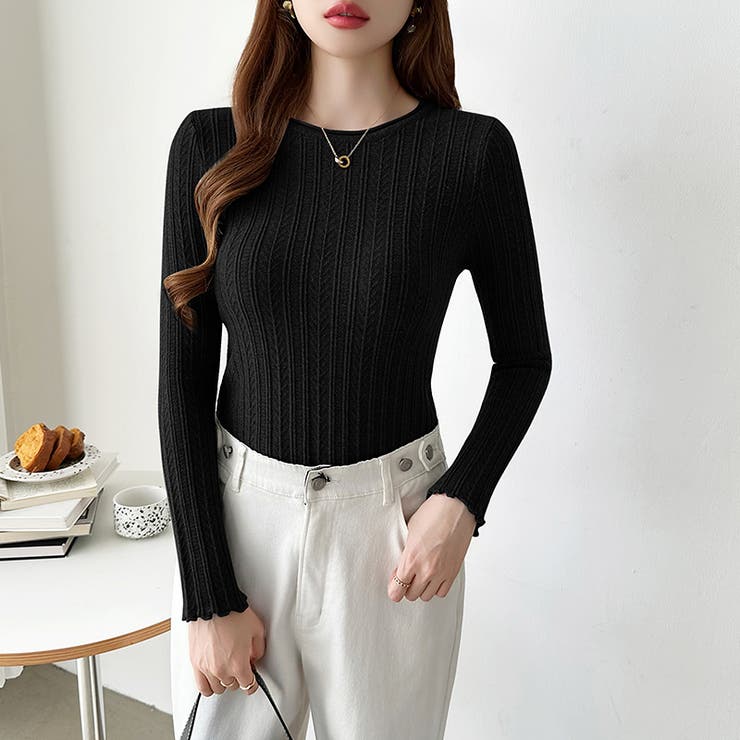 豊富な7色展開！メロウフリルクルーネックニット ニット クルーネック | COCOMOMO | 詳細画像40 