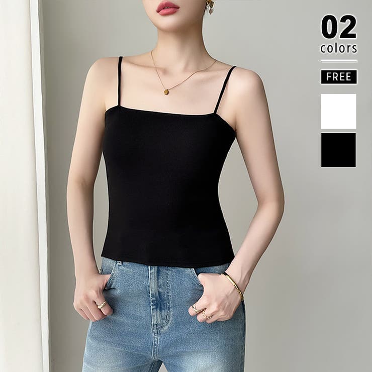 ブラック | カップ付きキャミソール ブラトップ ブラキャミソール | COCOMOMO