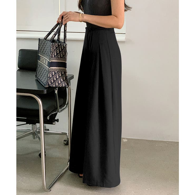 タックパンツ ワイドパンツ オフィスカジュアル | COCOMOMO | 詳細画像11 