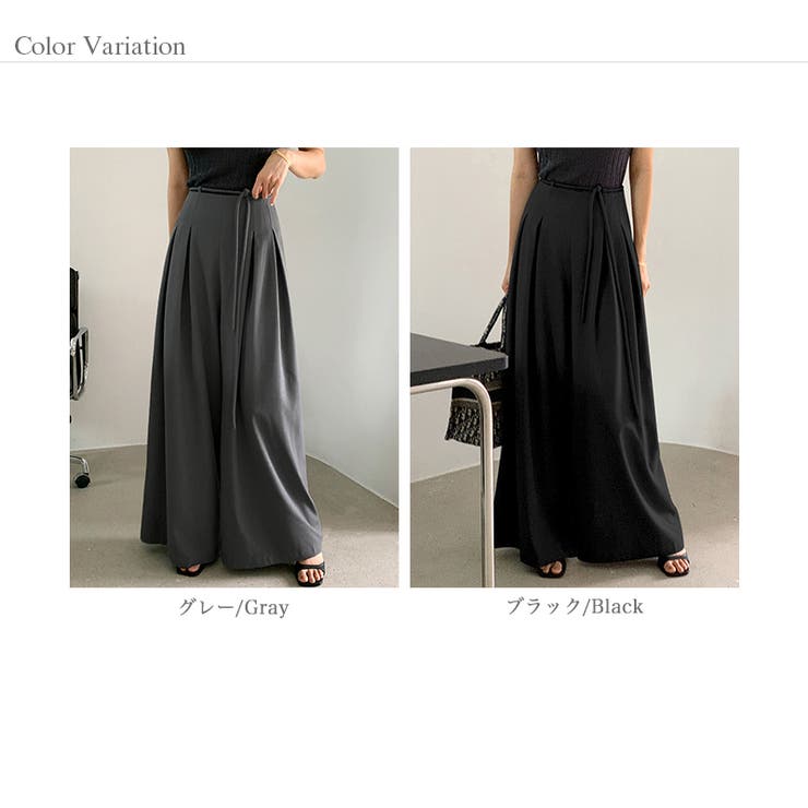 タックパンツ ワイドパンツ オフィスカジュアル | COCOMOMO | 詳細画像14 