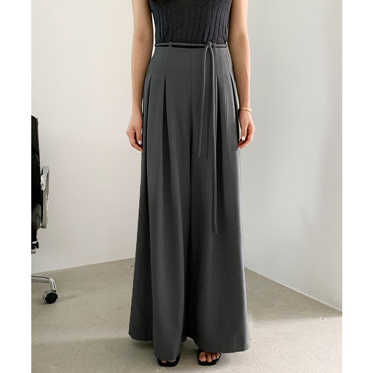 タックパンツ ワイドパンツ オフィスカジュアル | COCOMOMO | 詳細画像2 