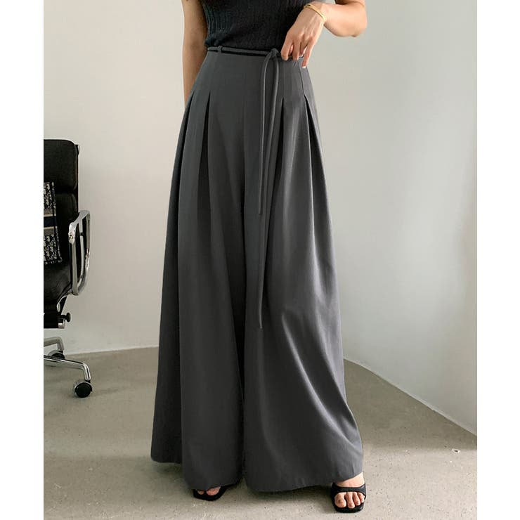 タックパンツ ワイドパンツ オフィスカジュアル | COCOMOMO | 詳細画像3 