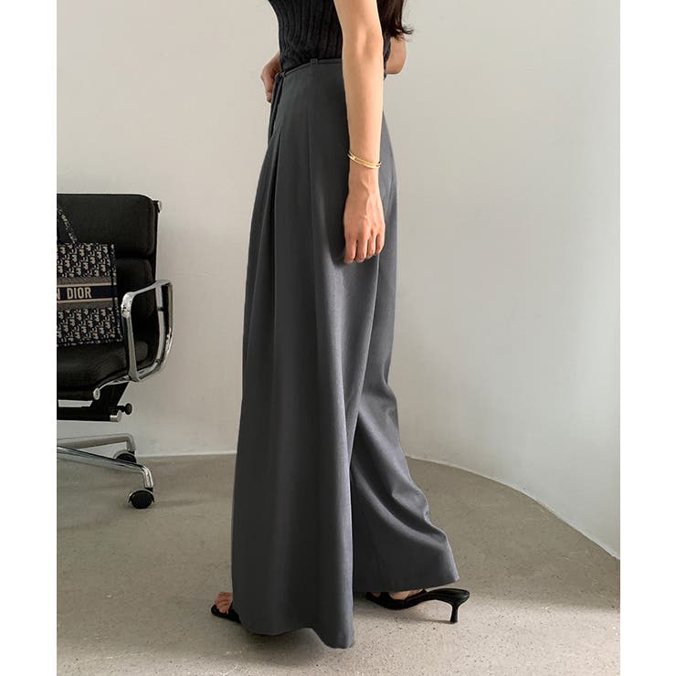 タックパンツ ワイドパンツ オフィスカジュアル | COCOMOMO | 詳細画像5 