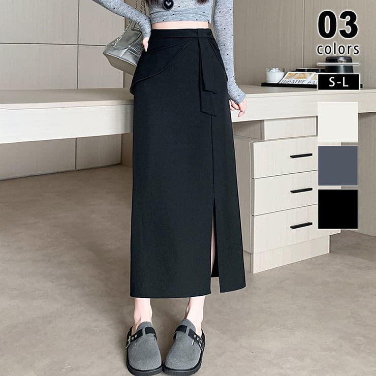 ブラック | タイトスカート サイドスリット ナロースカート | COCOMOMO