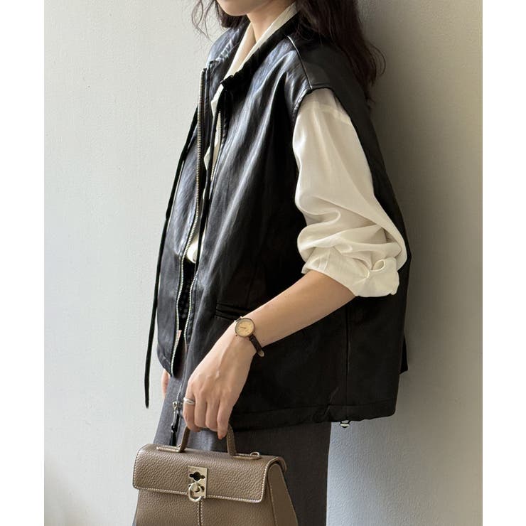 フェイクレザーベスト ベスト アウター | COCOMOMO | 詳細画像10 