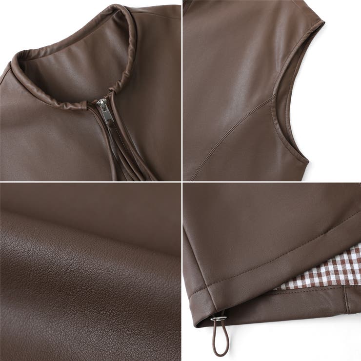 フェイクレザーベスト ベスト アウター | COCOMOMO | 詳細画像12 