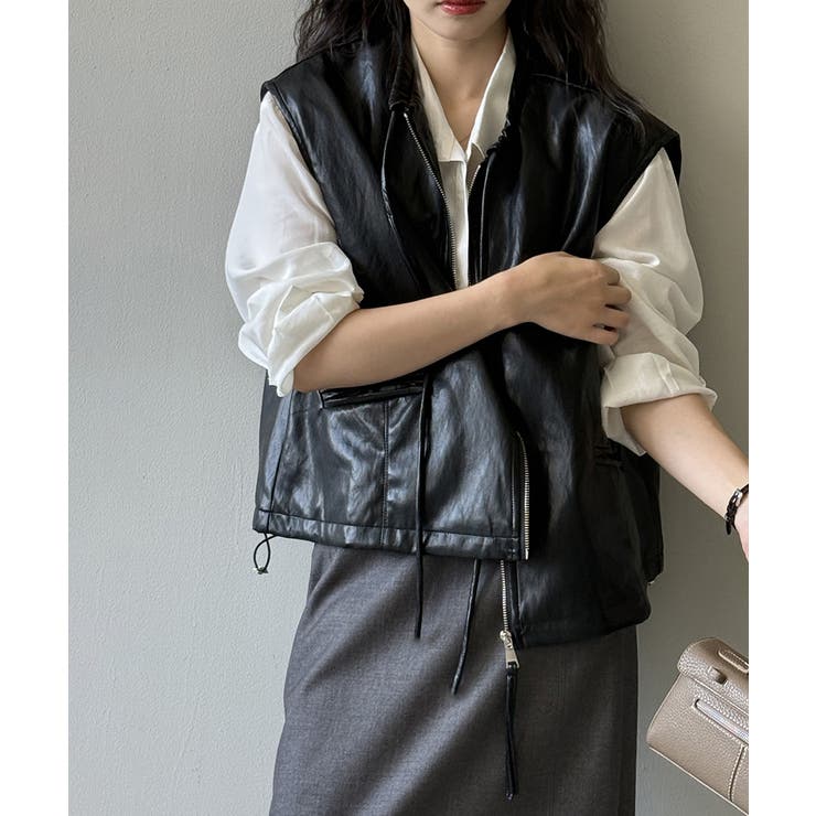 フェイクレザーベスト ベスト アウター | COCOMOMO | 詳細画像6 