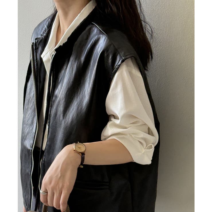 フェイクレザーベスト ベスト アウター | COCOMOMO | 詳細画像8 