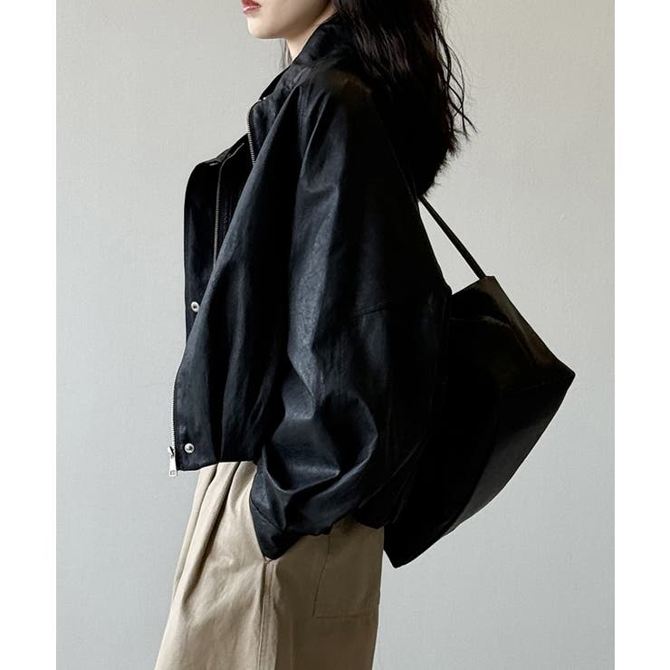 フェイクレザージャケット スタンドカラー ジャケット | COCOMOMO | 詳細画像10