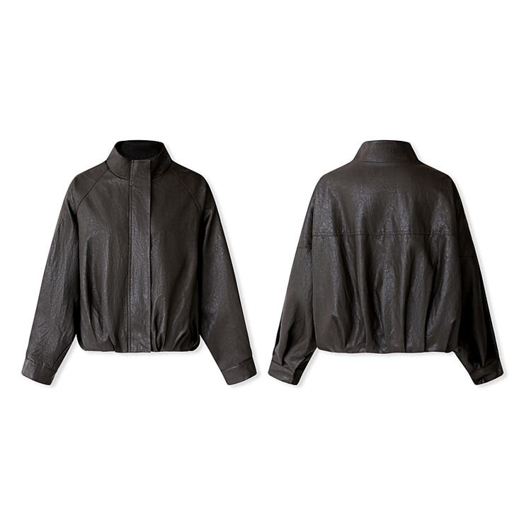 フェイクレザージャケット スタンドカラー ジャケット | COCOMOMO | 詳細画像18