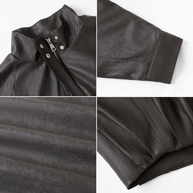 フェイクレザージャケット スタンドカラー ジャケット | COCOMOMO | 詳細画像15